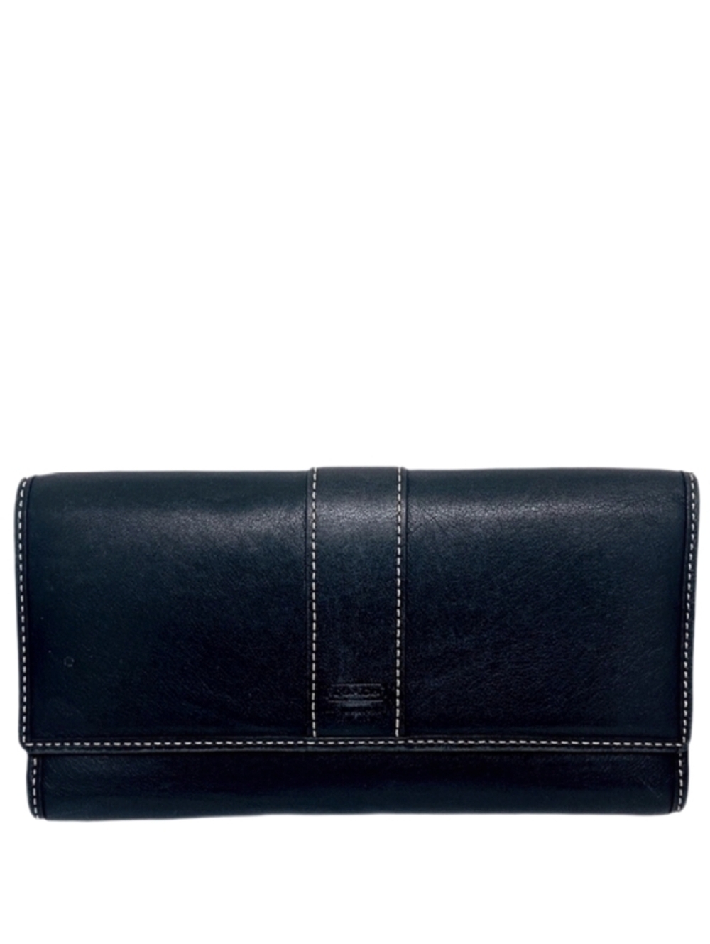 🖤 Y2K Coach Hamptons Black Leather Stripe Checkbook Envelope Wallet Vintage